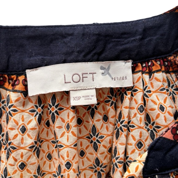 LOFT Foulard tie puffy sleeve boho cotton blouse Size XSP - Picture 7 of 8